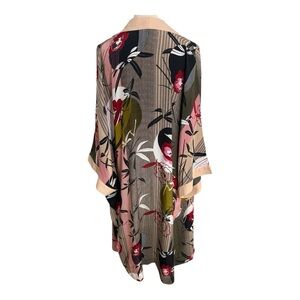 I.Madeline Striped Kimono Cardigan Floral Beach Coverup Pool Party Casual Sz S M